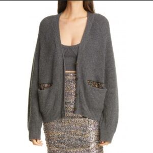 New Le Superbe Textured Knit Cardigan Sweater – Charcoal Gray